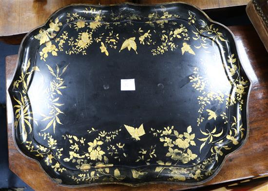 A Victorian papier mache rectangular tray, stamped Jennens & Bettridge, length 68.5cm